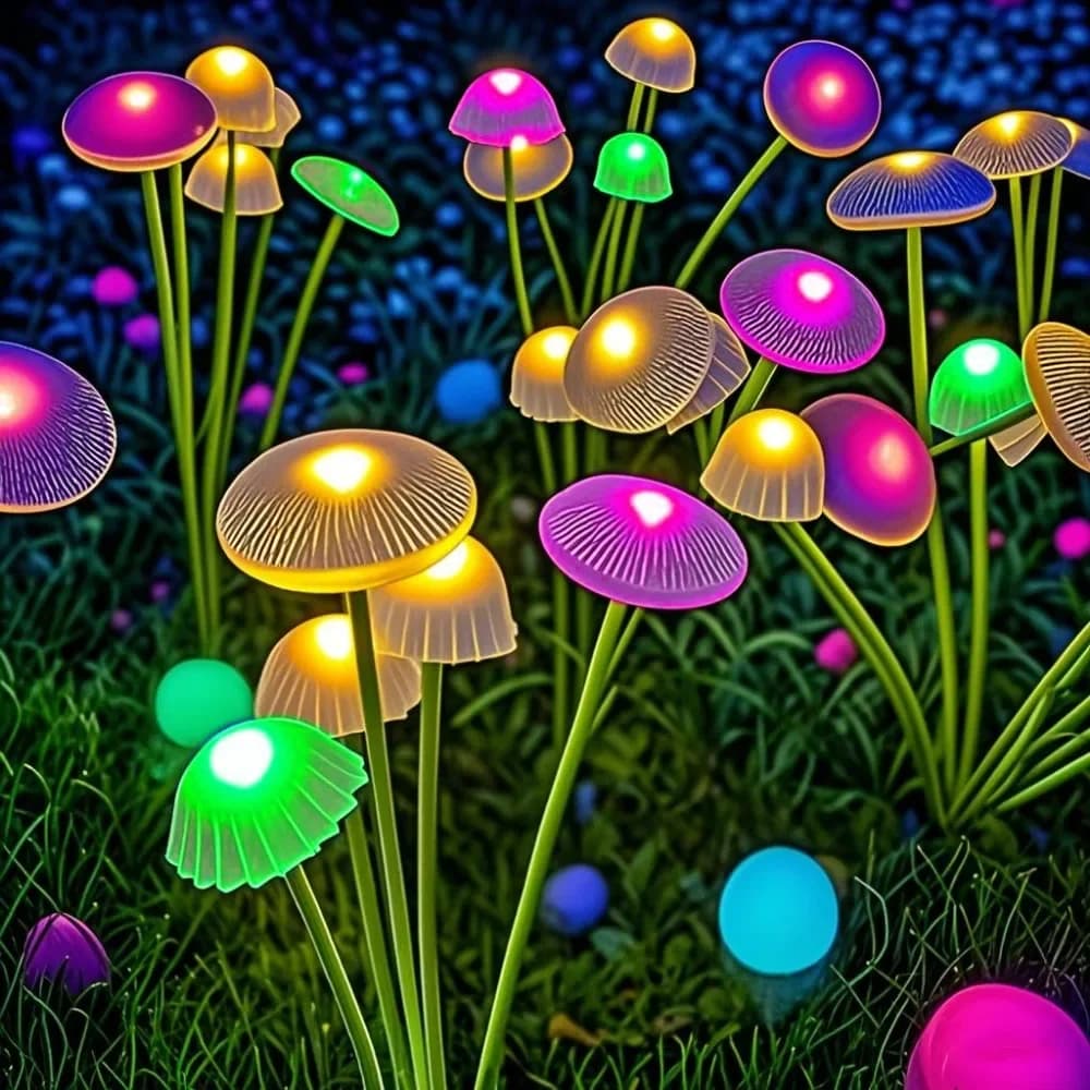 Amber Garden — Set di Luci Solari a Fungo da Giardino
