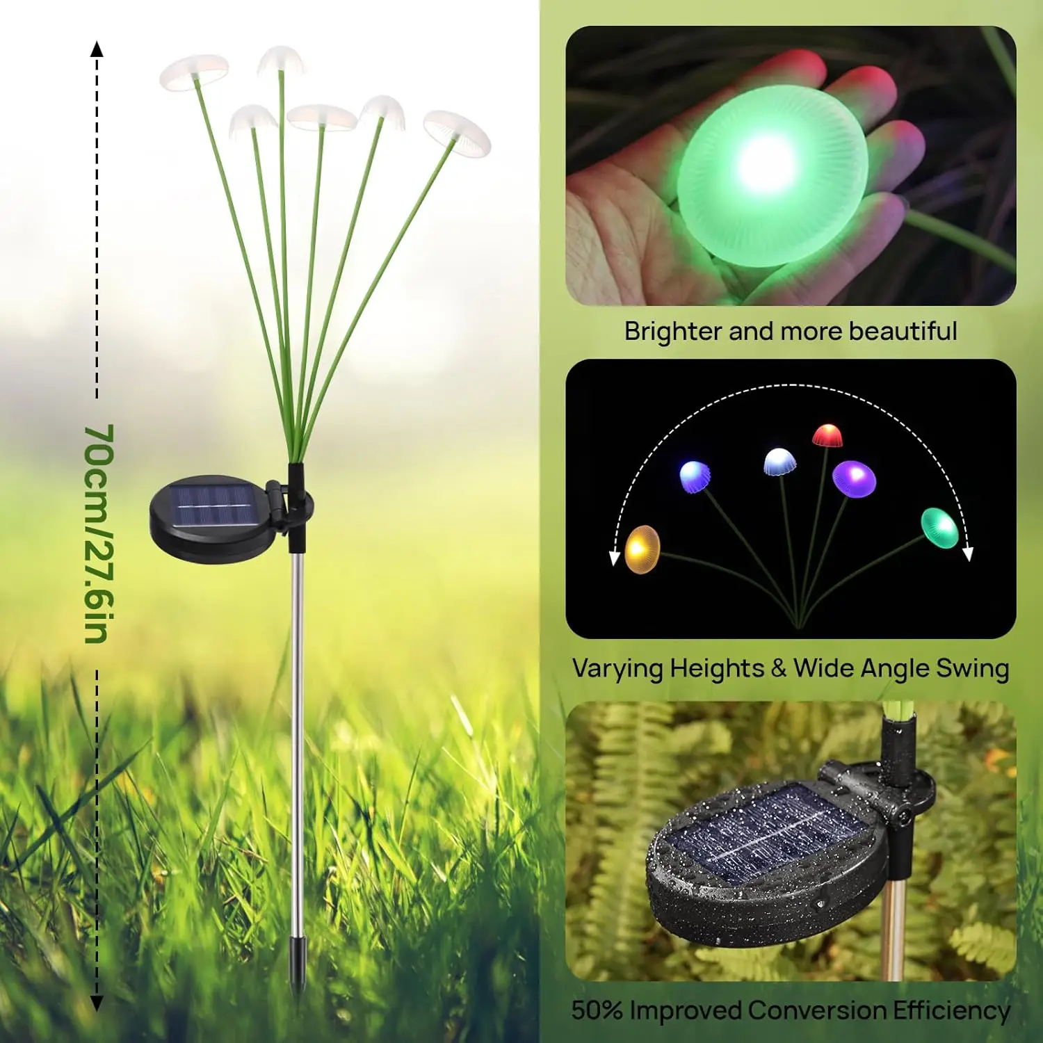 Amber Garden — Set di Luci Solari a Fungo da Giardino
