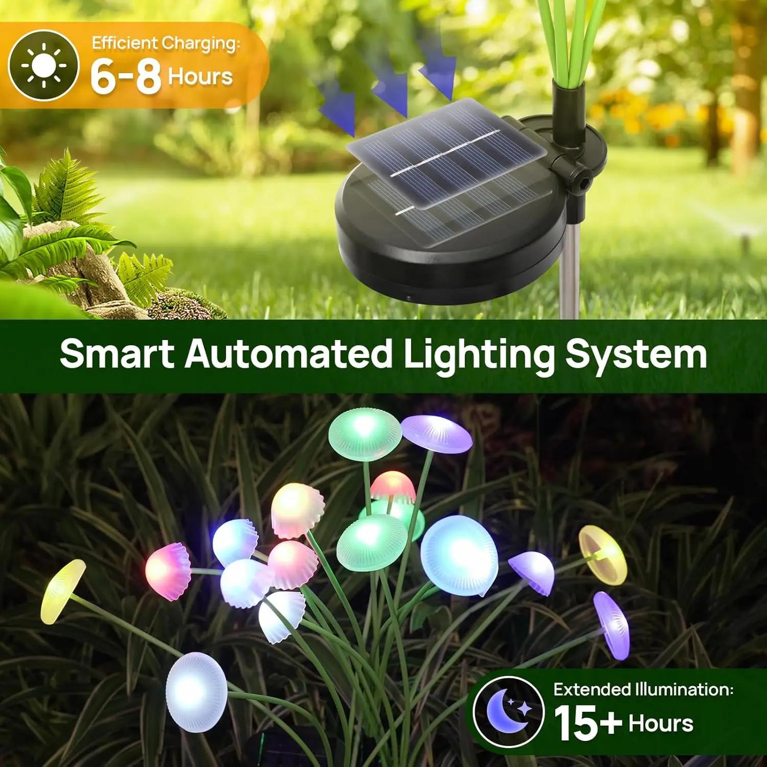 Amber Garden — Set di Luci Solari a Fungo da Giardino